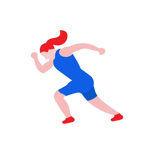 Ilustración Mujer Corriendo Carácter Estilo Plano Bueno Para Aptitud Del — Vector de stock