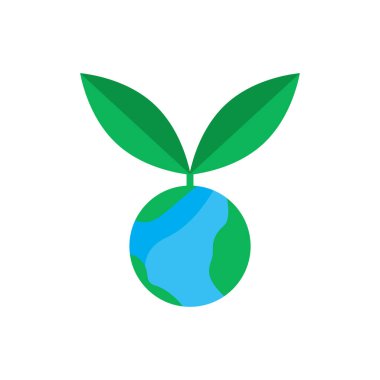 Dünya ve düz ikonlar. Ozonu korumak için iyi. tasarım şablonu