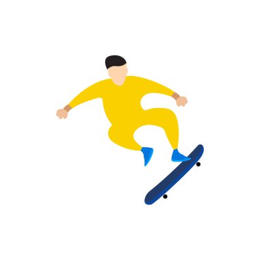 Resimli kaykay. Düz tasarım, spor için iyi, hobiler vs. Şablon vektörü tasarla