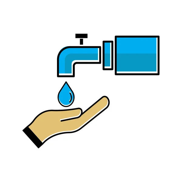 Wassermanagement Flaches Symbol Hand Und Tropfen Wasser Symbol Designschablonen Vektor — Stockvektor