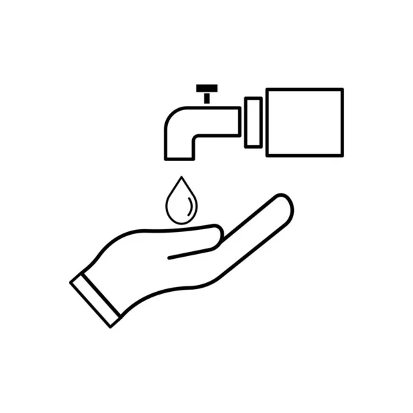 Wassermanagement Linie Symbol Hand Und Tropfen Wasser Symbol Designschablonen Vektor — Stockvektor