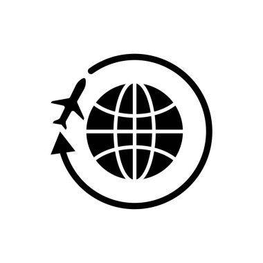 Dünya ve uçak ikonları. Tur ve seyahat sembolü. Şablon vektörü tasarla