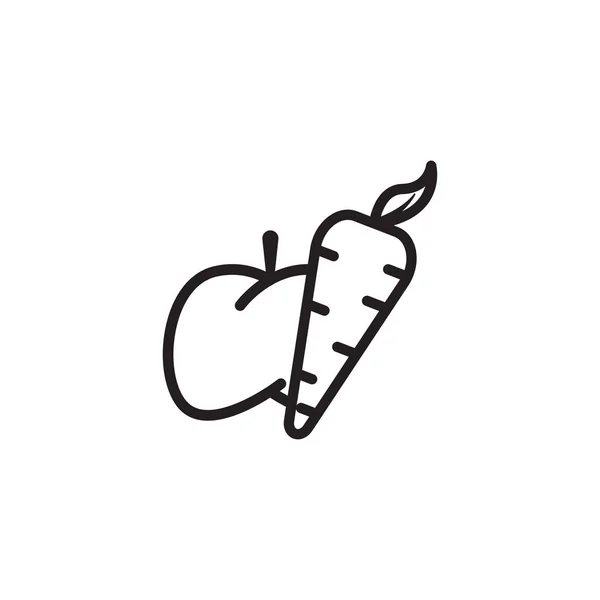 Знак Линии Моркови Яблок Вегетарианский Символ Вектор Шаблона Проекта — стоковый вектор