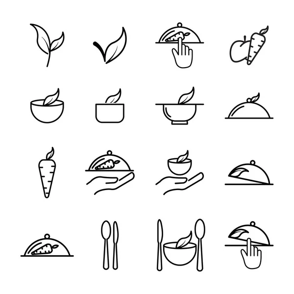 Vegetarian Line Set Icon Design Template Vector — Stock Vector