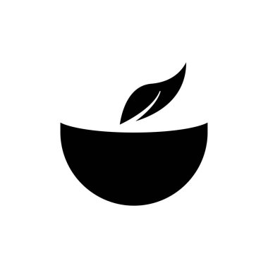 Yaprak ve bowling ikonu. Vejetaryen ikonu. Şablon vektörü tasarla