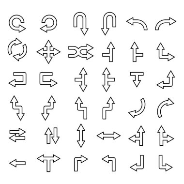 Simge seti ve sembol ok çizgisi. Şablon vektörü tasarla