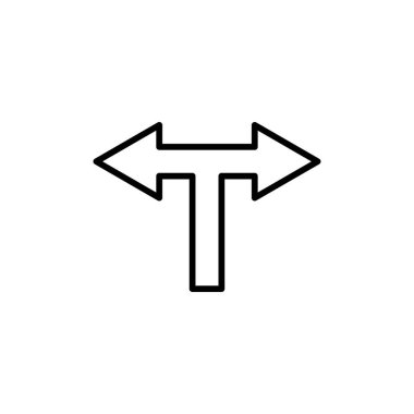 T-kavşağı ok çizgi simgesi. Şablon vektörü tasarla