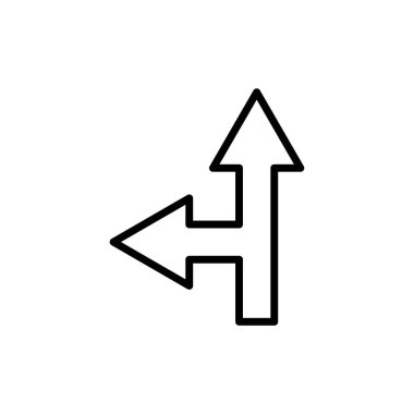 T-kavşağı ok çizgi simgesi. Şablon vektörü tasarla