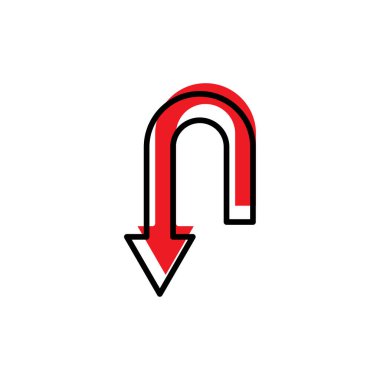 Eğri ok düz simgesi. Şablon vektörü tasarla