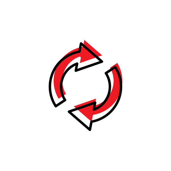 Circular arrow circle arrow flat icon rotation restart. Design template vector