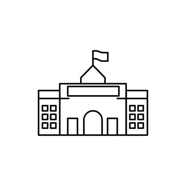 Значок Линии Школьного Здания Икона Образования Вектор Шаблона Проекта — стоковый вектор