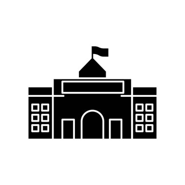 Okul binası ikonu, eğitim ikonu. Şablon vektörü tasarla