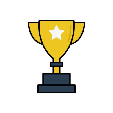 Kupa düz ikonu, şampiyon simgesi. Şablon vektörü tasarla