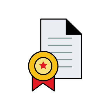 Madalya ve kontrol listesi düz ikon, şampiyon liste ikonu. Şablon vektörü tasarla