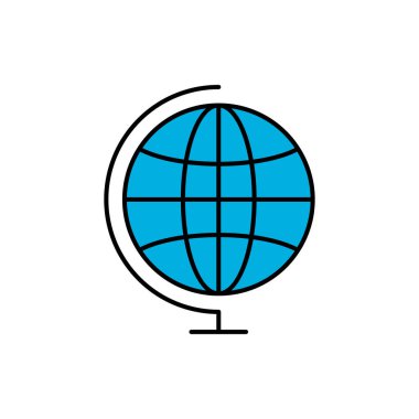 Dünya düz ikonu, eğitim ikonu. Şablon vektörü tasarla