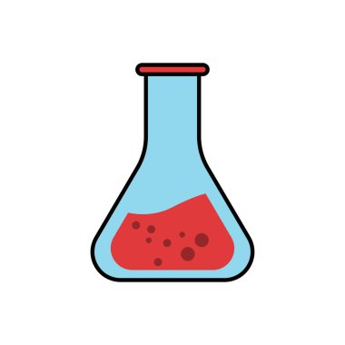 Kimya düz ikonu, eğitim ikonu. Şablon vektörü tasarla