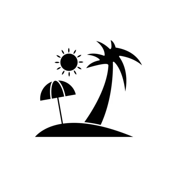 Plaj Şemsiyesi Palmiye Ağacı Ikonu Kutlama Tatili Ikonu Şablon Vektörü — Stok Vektör