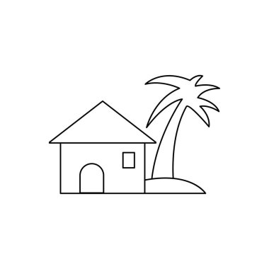 Bina ve ağaç çizgisi simgesi. Tatil için bir ikon. Şablon vektörü tasarla