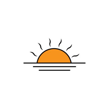 Gün doğumu ve günbatımı düz simge. Tatil için bir ikon. Şablon vektörü tasarla