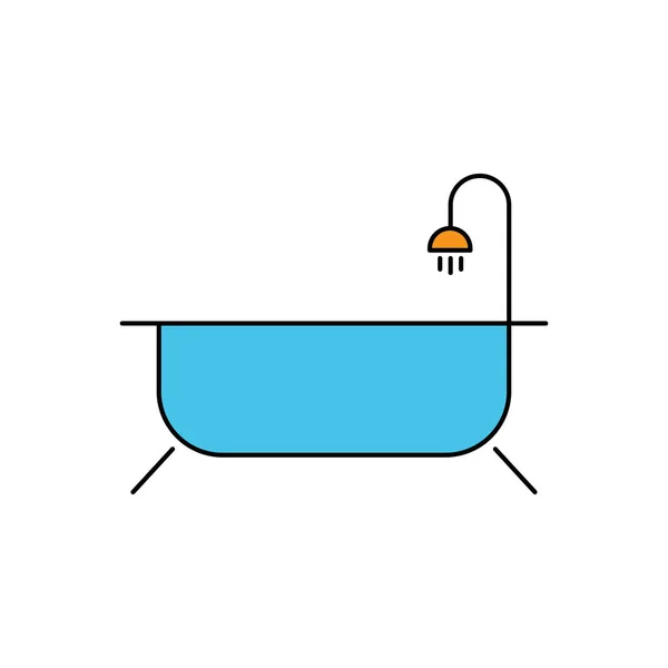 Bathtub Flat Icon Design Template Vector — Stock Vector