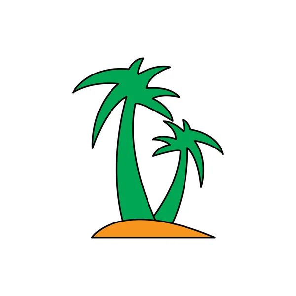 Palmiye Ağacının Düz Simgesi Şablon Vektörü Tasarla — Stok Vektör