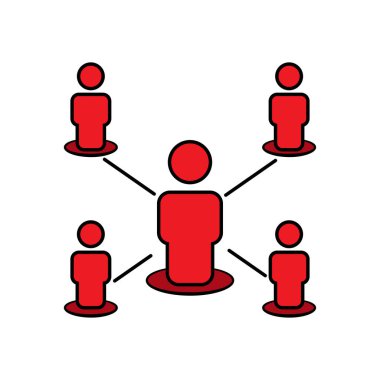 İş takımının düz simgesi. İş ağı çalışma simgesi. Şablon vektörü tasarla