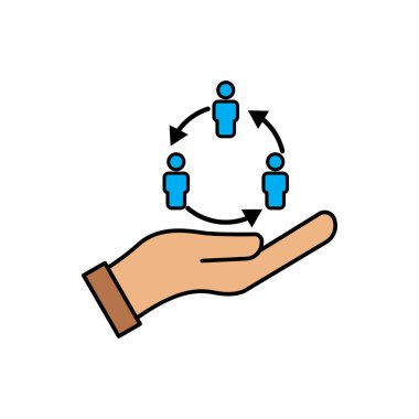 İş takımının düz simgesi. İş ağı simgesi. Şablon vektörü tasarla