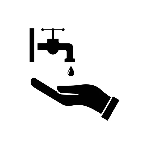 Handpictogram Handpictogram Waterkraan Waterdruppel Wassen Vectorsjabloon — Stockvector
