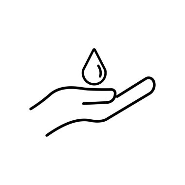El ve su bırakma hattı simgesi. Elleri yıkayacak ikon, suyu idareli kullan. Şablon vektörü tasarla