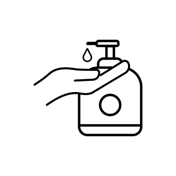 手洗い線のアイコン 手のアイコンと手の消毒剤 デザインテンプレートベクトル — ストックベクタ