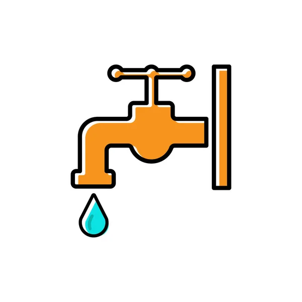 Handwäsche Flach Symbol Wasserhahn Und Wassertropfen Symbol Designschablonen Vektor — Stockvektor
