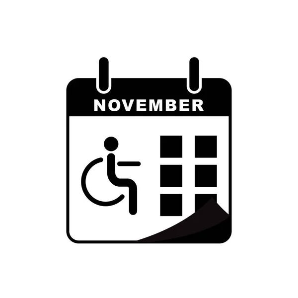 Icono Del Calendario Internacional Del Día Diabetes Con Icono Una — Vector de stock