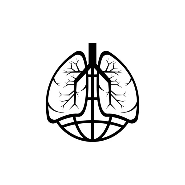 地球と肺のロゴラインアイコングラフィック 国際肺炎の日 デザインテンプレートベクトル — ストックベクタ