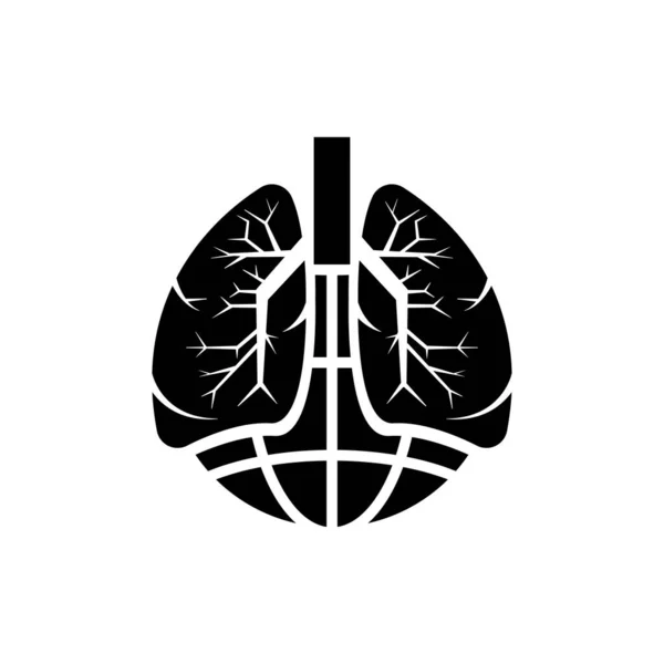 地球と肺のロゴアイコングラフィック 国際肺炎の日 デザインテンプレートベクトル — ストックベクタ