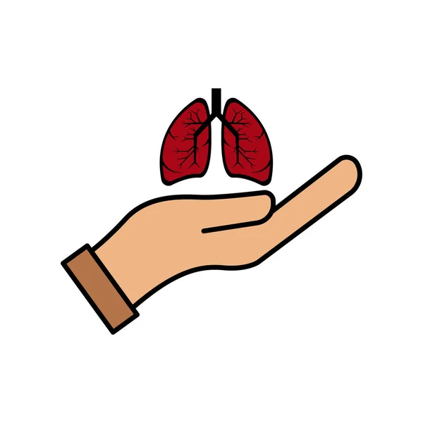 肺と手のフラットアイコン 国際肺炎の日 デザインテンプレートベクトル — ストックベクタ