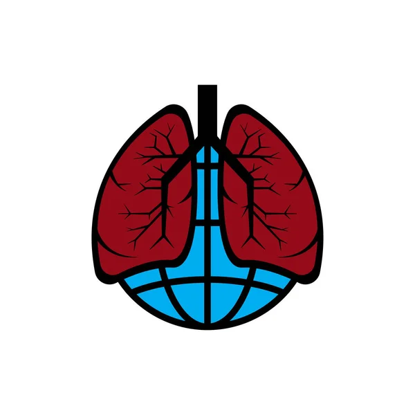 地球と肺のロゴフラットアイコングラフィック 国際肺炎の日 デザインテンプレートベクトル — ストックベクタ