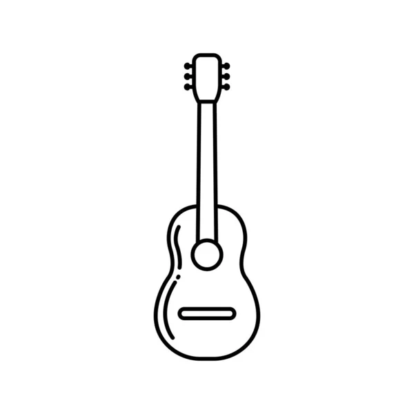 Simbol Garis Gitar Akustik Vektor Templat Desain - Stok Vektor