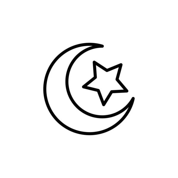 Croissant Lune Étoile Symbole Ligne Modèle Vectoriel Conception — Image vectorielle