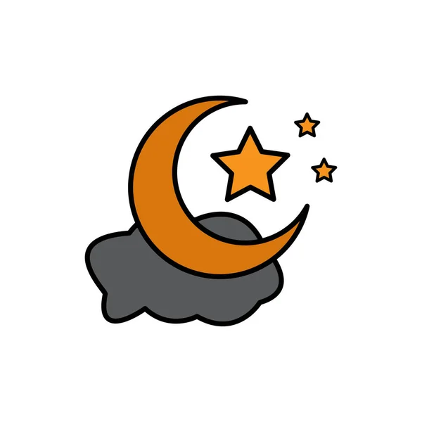 Das Symbol Der Nacht Wolkensichel Und Sternflaches Symbol Designschablonen Vektor — Stockvektor