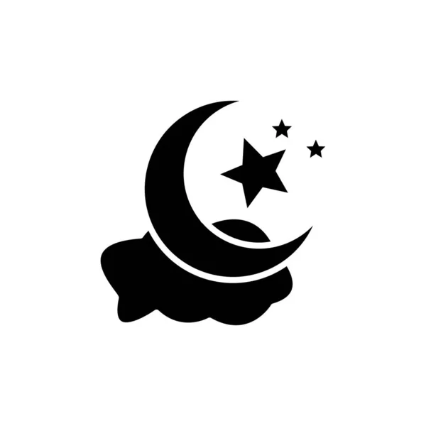 Simbol Malam Bulan Sabit Awan Dan Ikon Bintang Vektor Templat - Stok Vektor