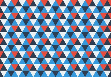mavi üçgen kırmızı ve beyaz arka plan, renkli mozaik desen