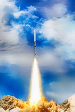 Rocket takes off into the sky. The elements of this image furnis clipart