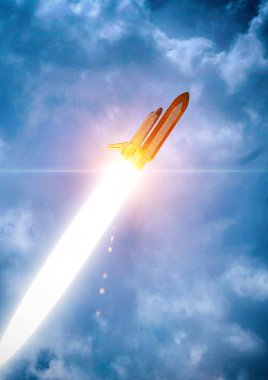 Rocket takes off into the sky. The elements of this image furnis clipart