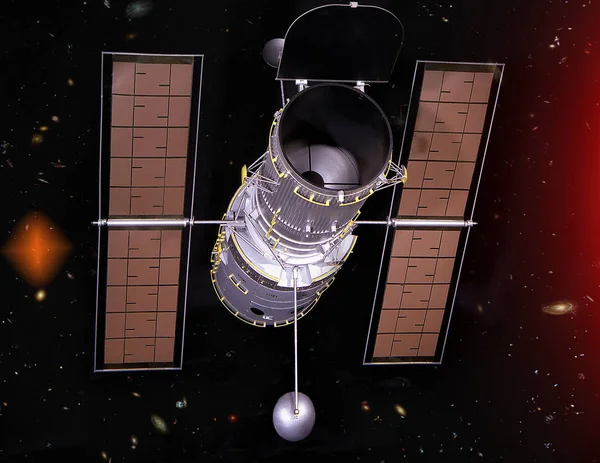 Hubble is on the orbite of earth. Elements furnished by NASA.