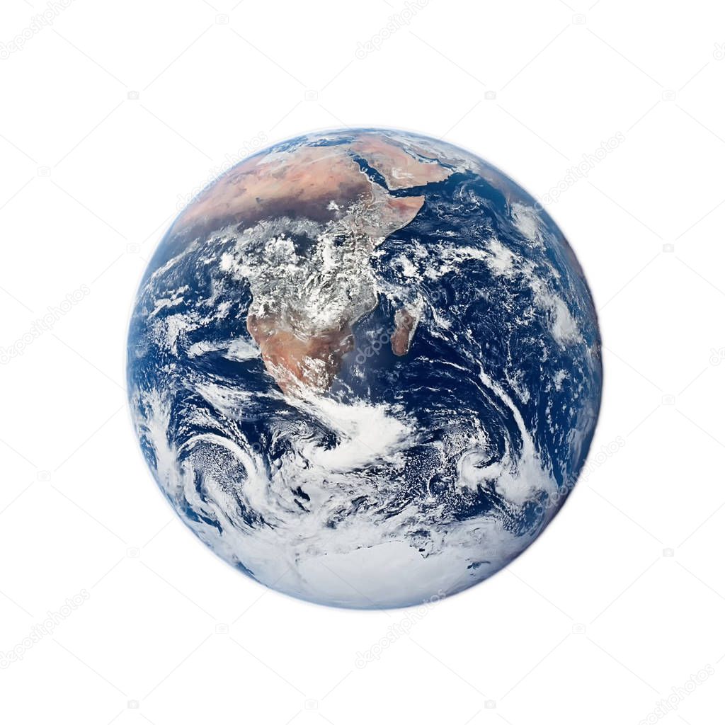 Earth isolated on white. Elements furnished by NASA.