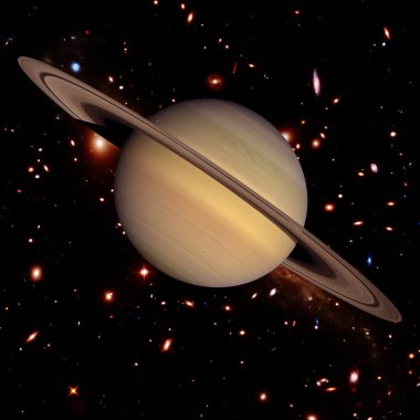 Satürn, güneş sistemi. Na tarafından döşenmiş bu görüntünün unsurları