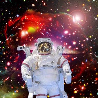 Astronot ve uzay, galaksiler ve yıldızlar. Bu im elemanları