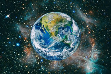 Uzaydan gelen güzel bir dünya. Bu görüntünün öğeleri döşenmiş