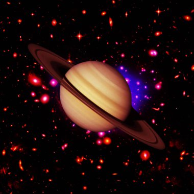 Satürn ve yıldızlar. Nasa tarafından döşenmiş bu görüntünün unsurları.
