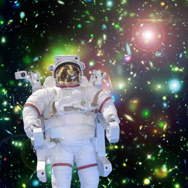 Astronot ve uzay, galaksiler ve yıldızlar. Bu im elemanları